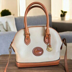 Vintage Dooney & Bourke Norfolk Satchel Bone Leather With British Tan Trim All-W